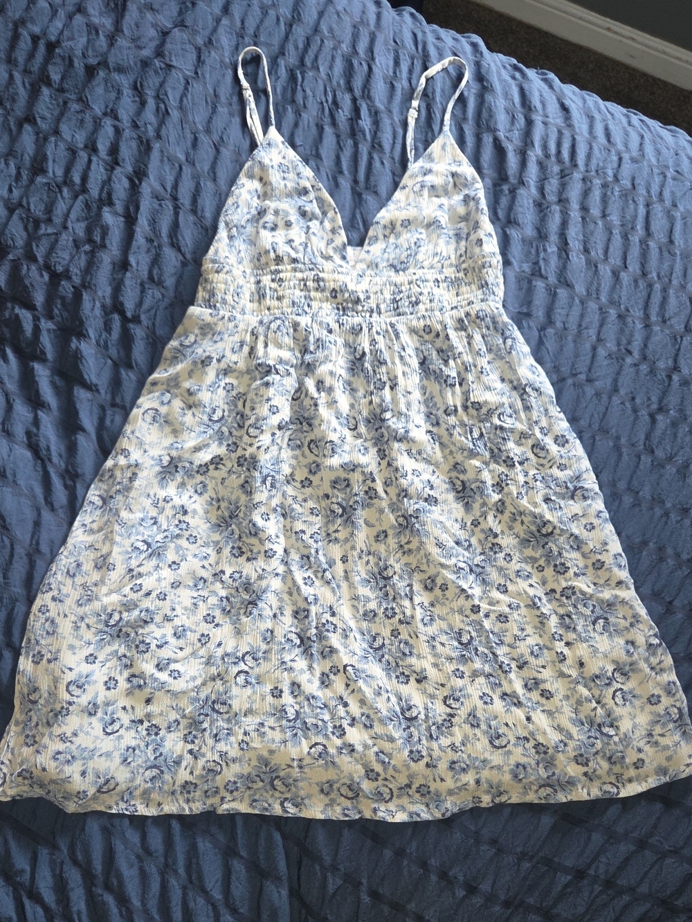 Garage Blue and White Floral Slip Dress